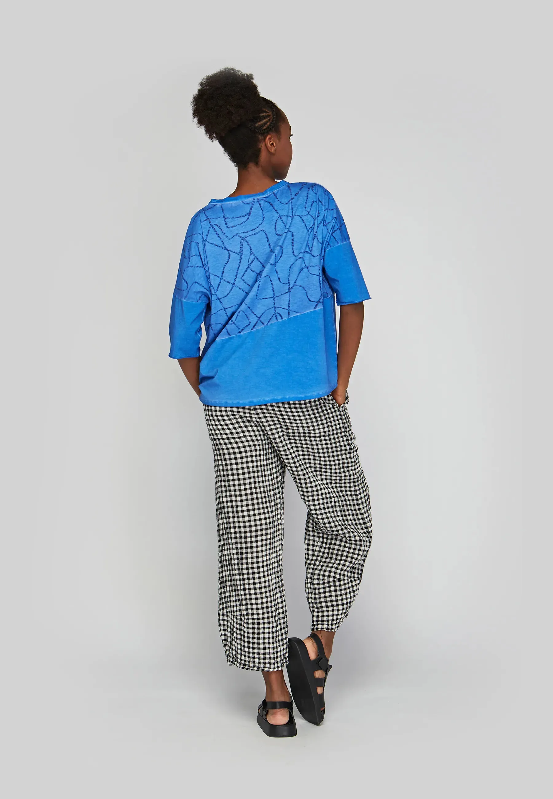 RIO Checkered gauze linen pants