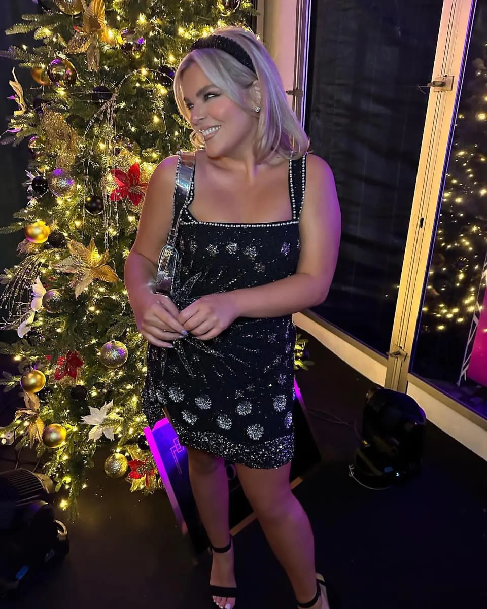 River Island Black Astro Sequin Square Mini Dress