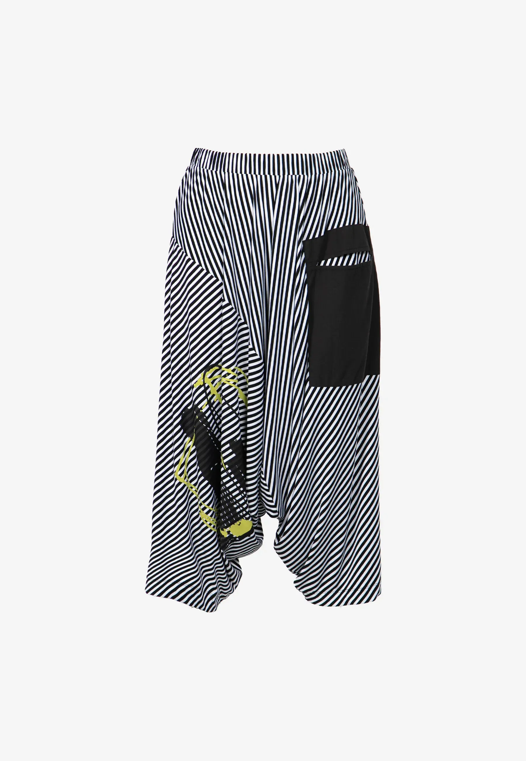 SERENE Printed, striped viscose jersey harem pants