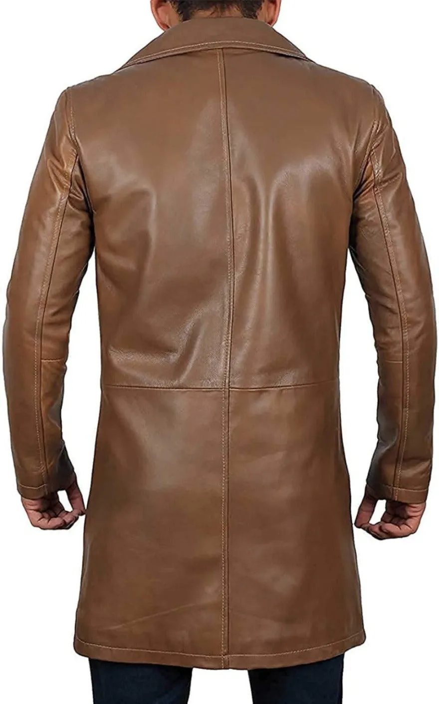 Short Leather Trench Coat Mens