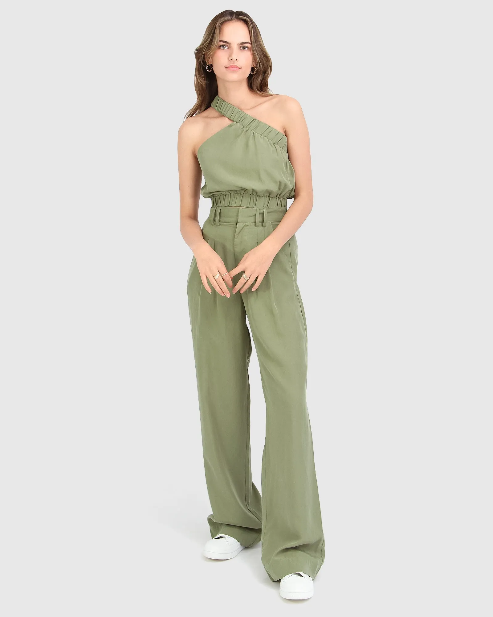 Sideline Cropped Top - Army Green