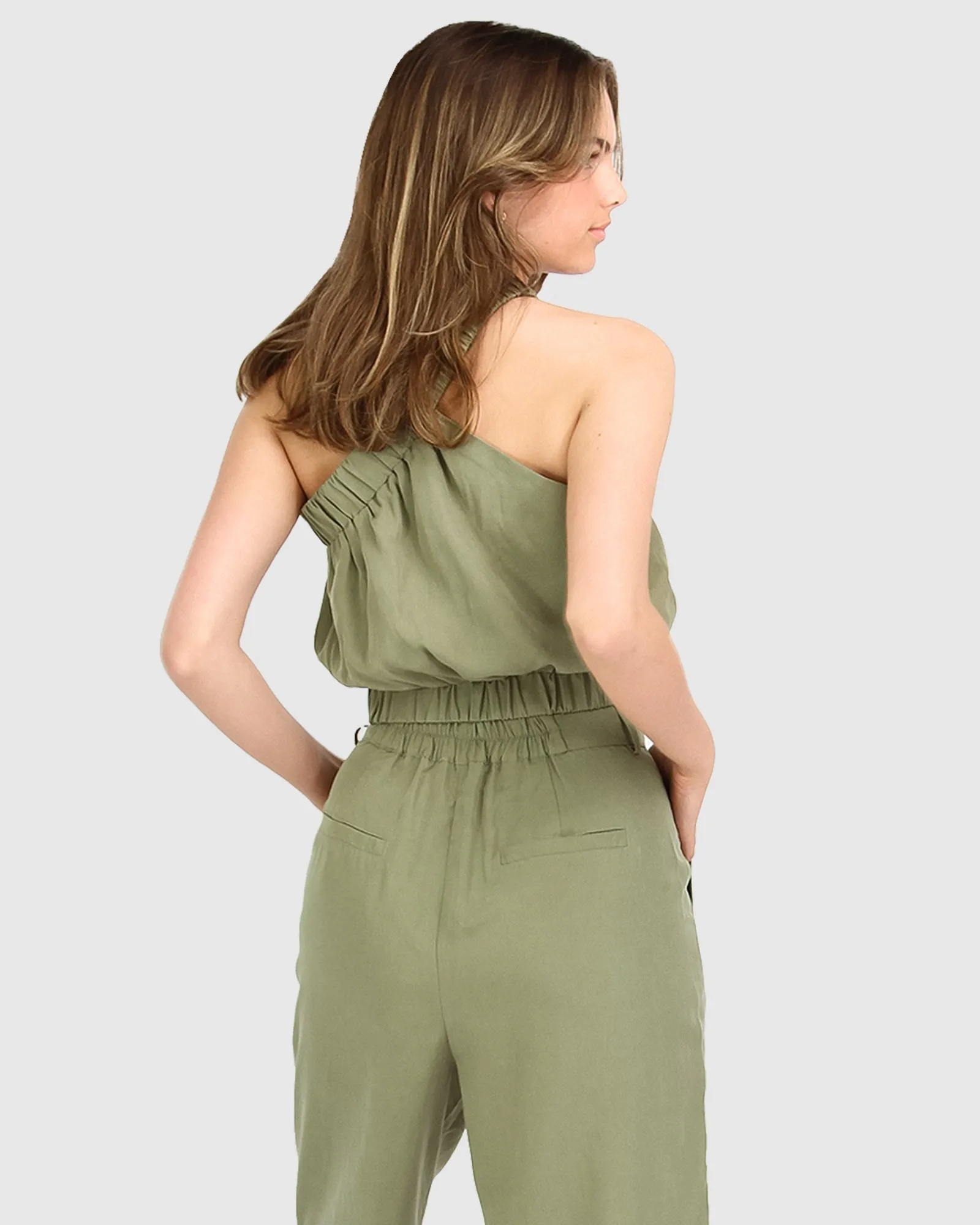 Sideline Cropped Top - Army Green