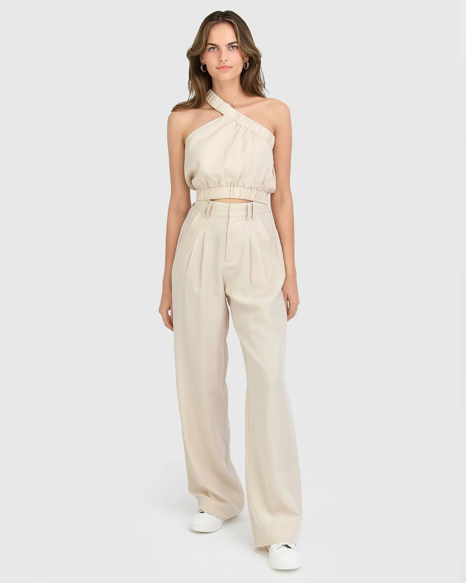 Sideline Cropped Top - Sand