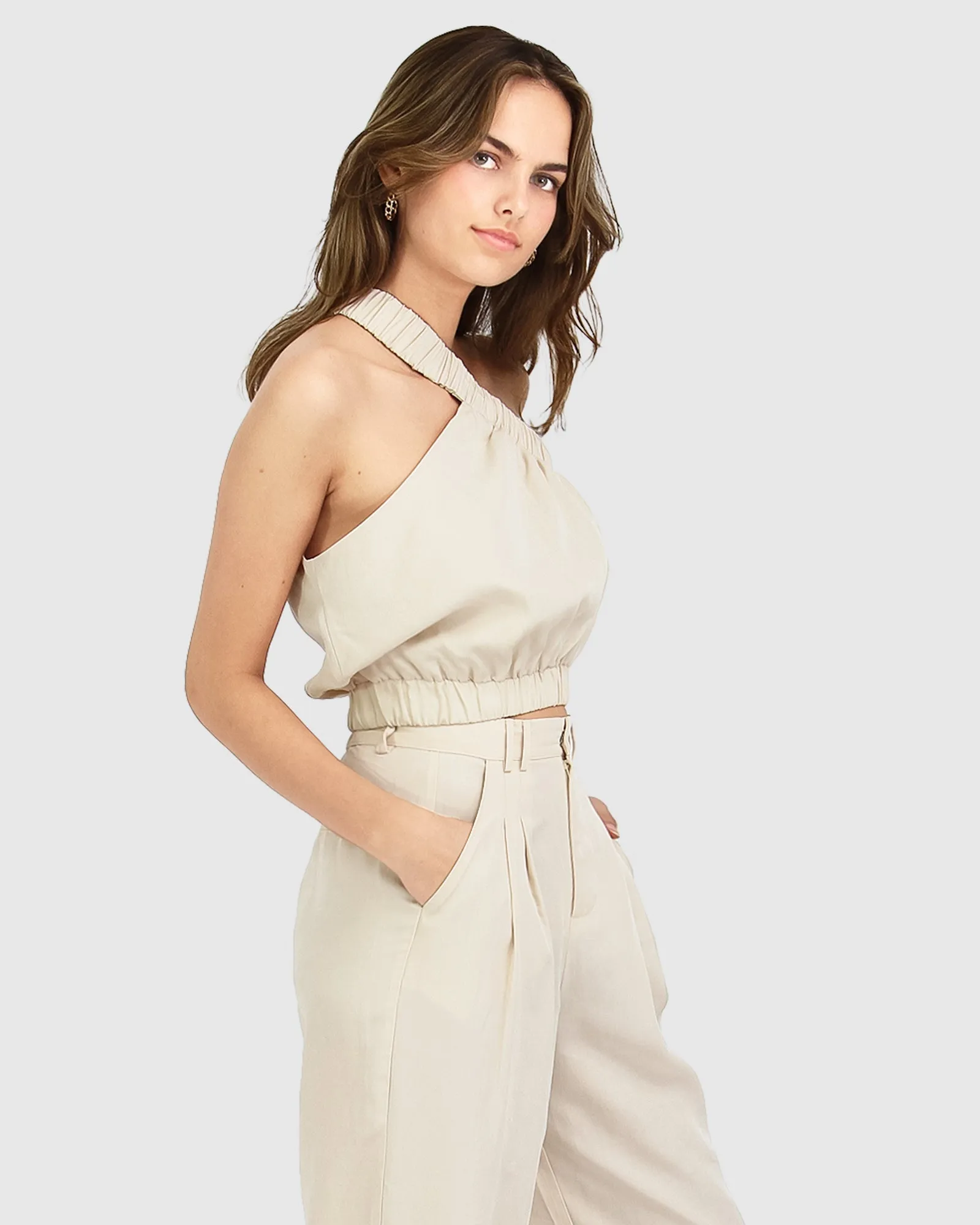 Sideline Cropped Top - Sand