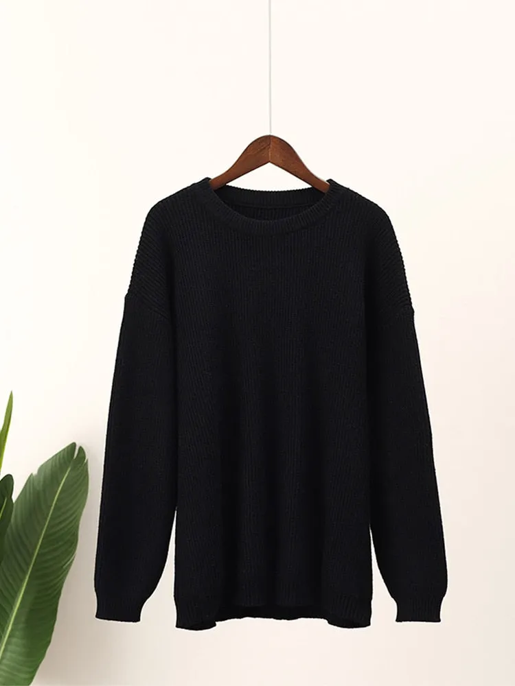 Solid Elegant Long Sleeve Knitted Sweaters
