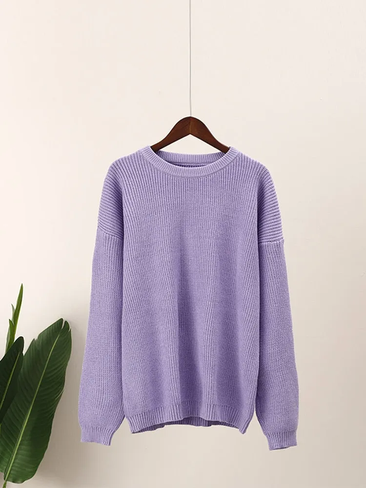 Solid Elegant Long Sleeve Knitted Sweaters