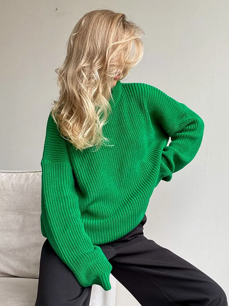 Solid Elegant Long Sleeve Knitted Sweaters