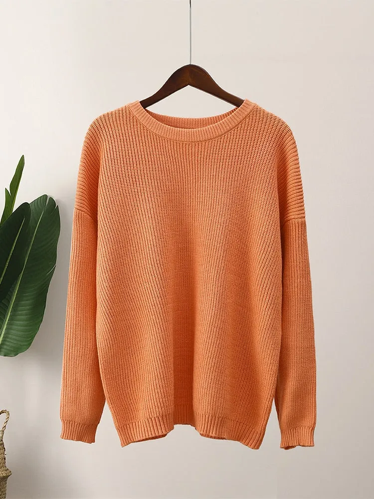 Solid Elegant Long Sleeve Knitted Sweaters