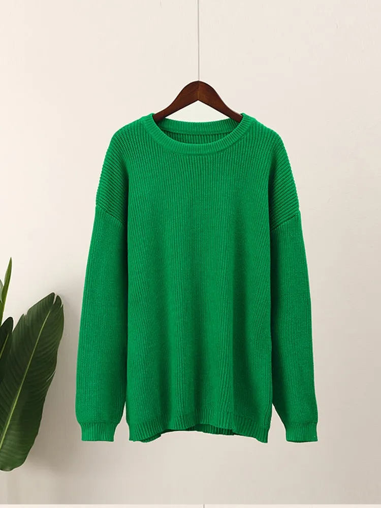 Solid Elegant Long Sleeve Knitted Sweaters