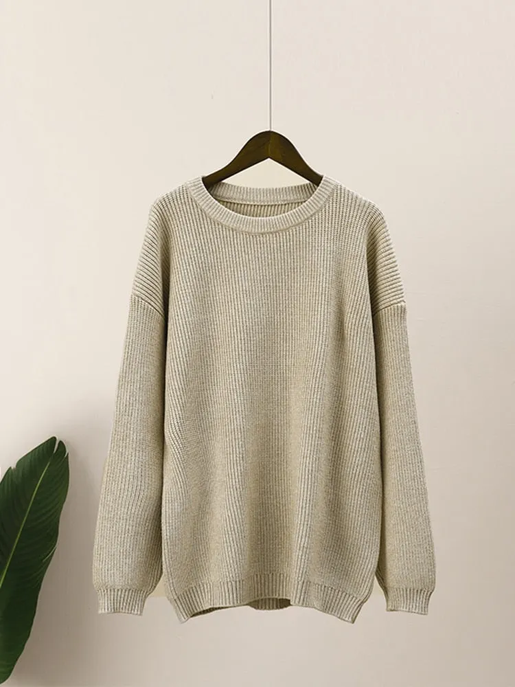 Solid Elegant Long Sleeve Knitted Sweaters