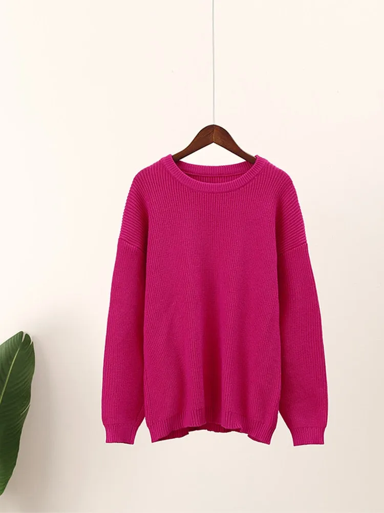 Solid Elegant Long Sleeve Knitted Sweaters