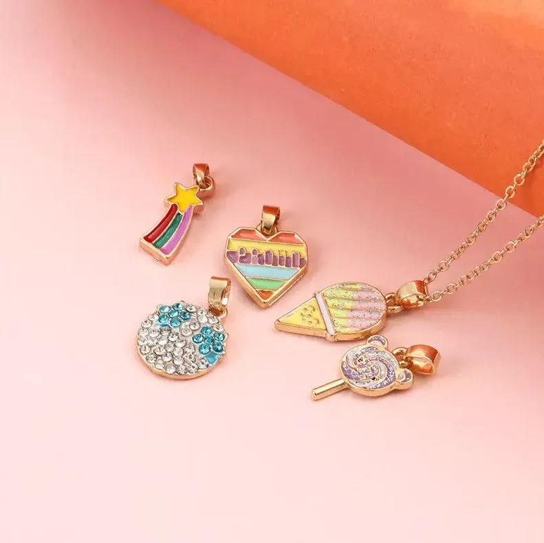 Sweet Color Charm Pendant Necklace - Set of 5