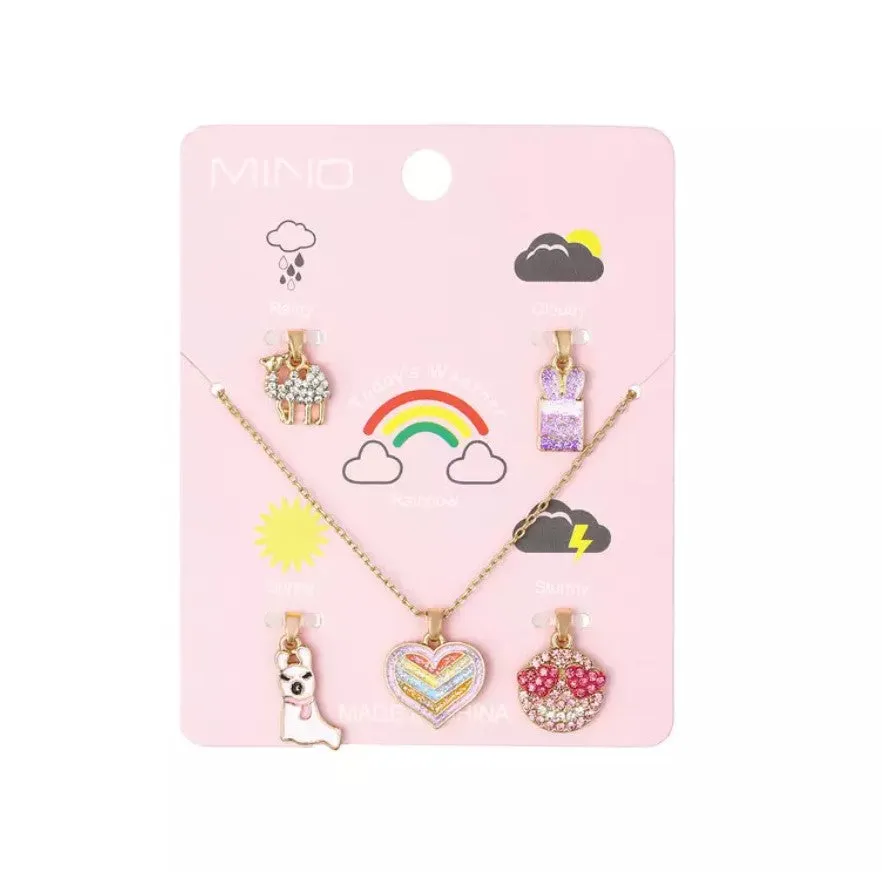 Sweet Color Charm Pendant Necklace - Set of 5