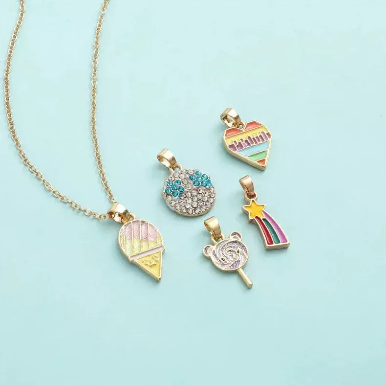 Sweet Color Charm Pendant Necklace - Set of 5