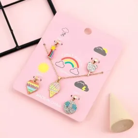Sweet Color Charm Pendant Necklace - Set of 5