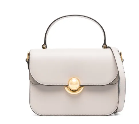 TAUPE GREY LEATHER FOLDOVER BAG