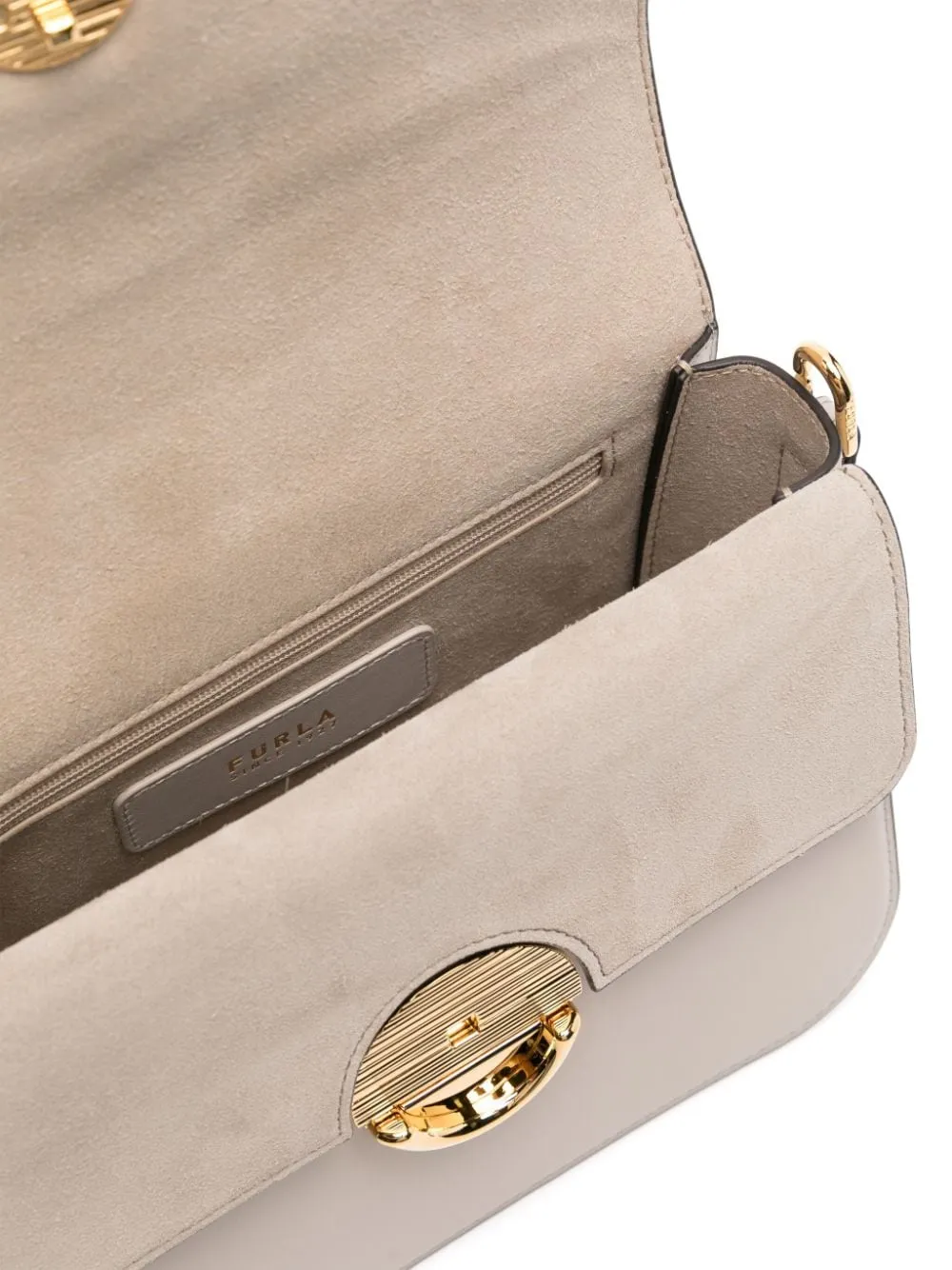 TAUPE GREY LEATHER FOLDOVER BAG