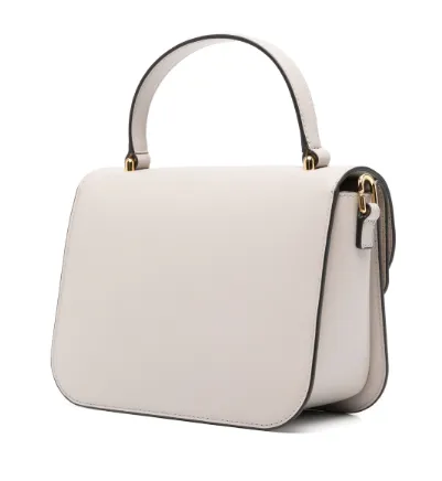 TAUPE GREY LEATHER FOLDOVER BAG