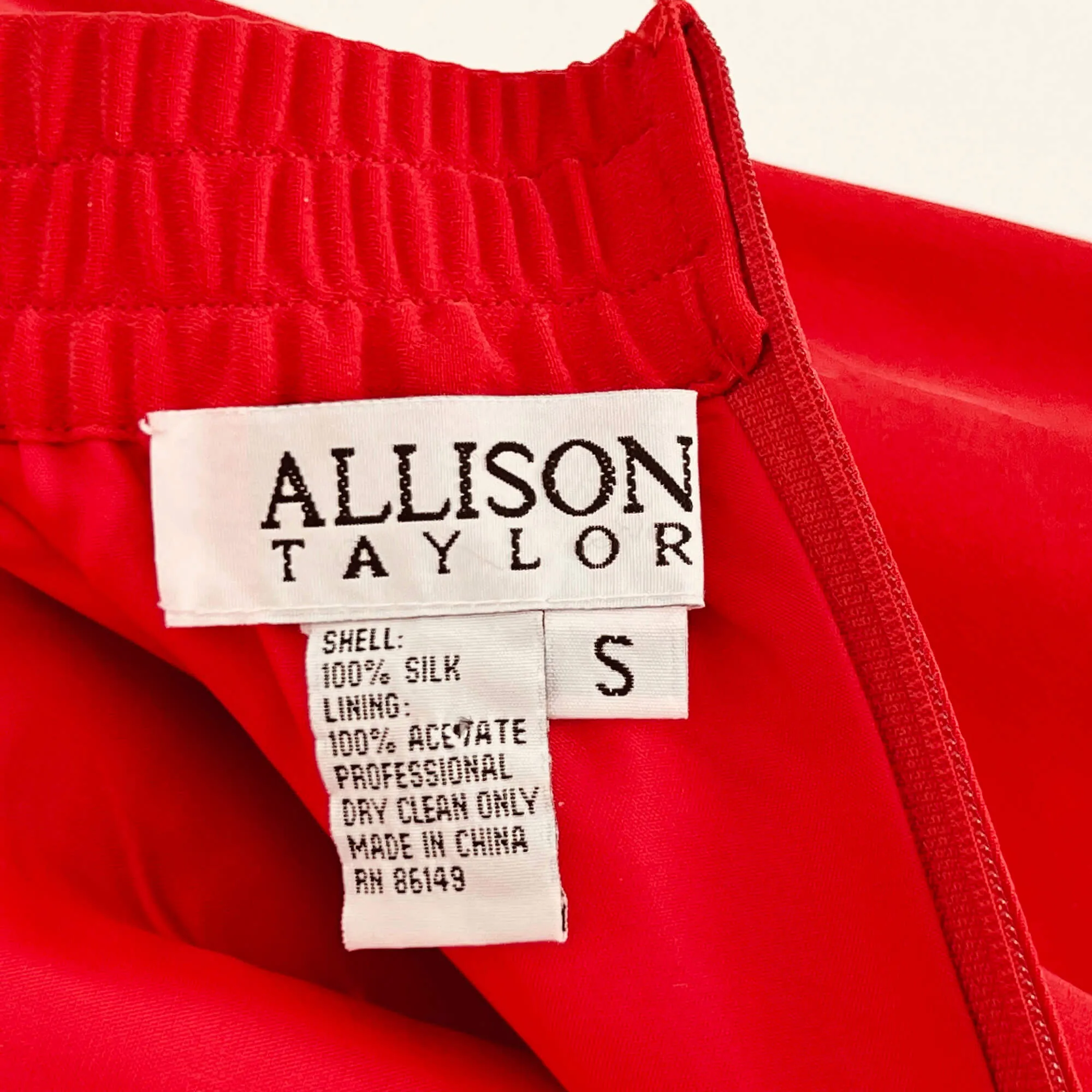 Vintage Allison Taylor Red Silk Business Skirt Suit - S
