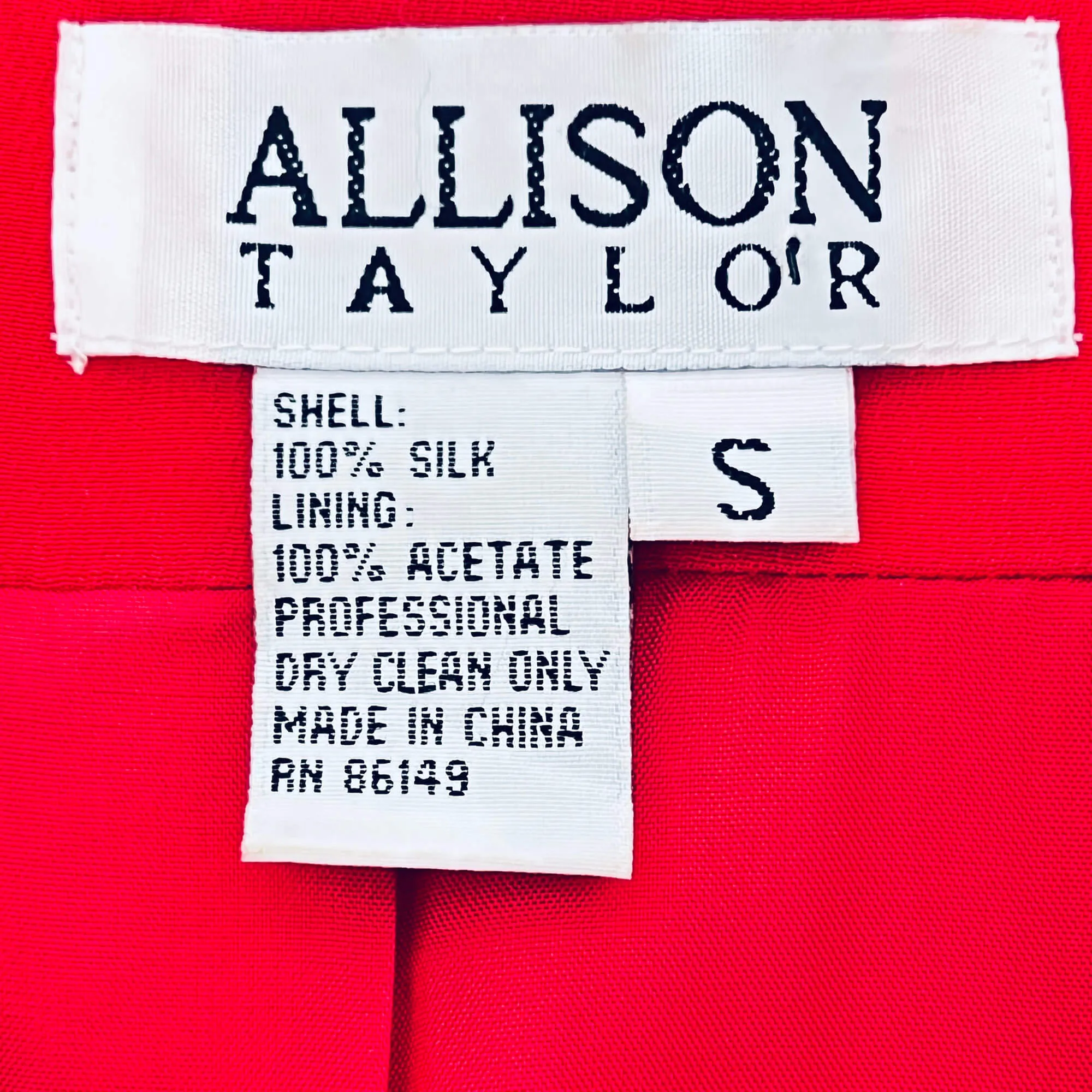 Vintage Allison Taylor Red Silk Business Skirt Suit - S