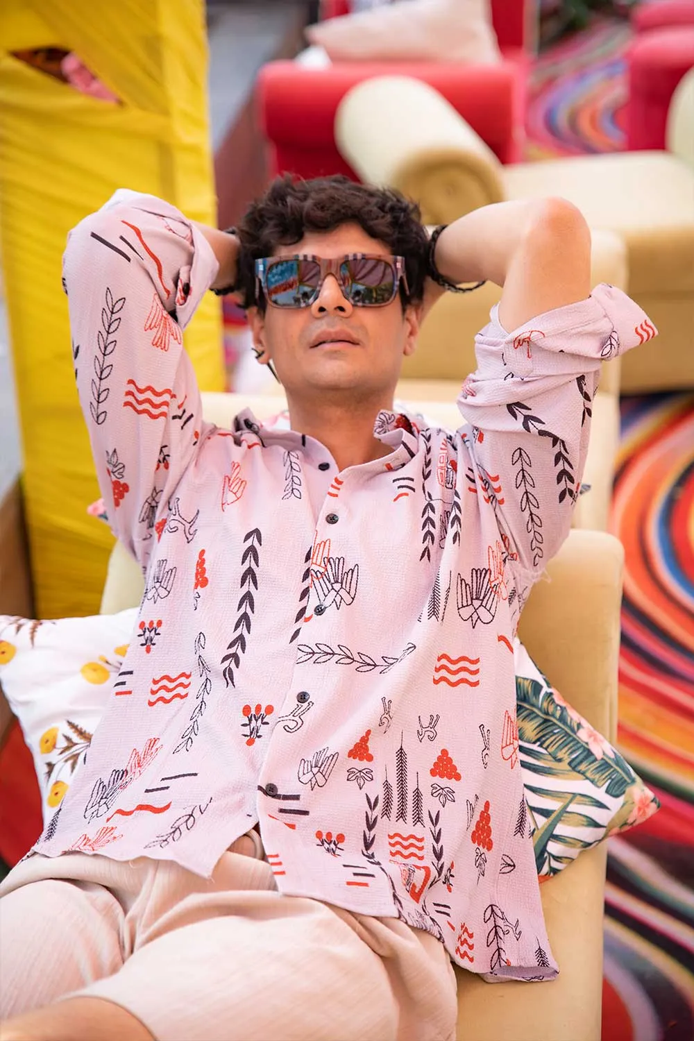 Warli Whisper | Luxury Popcorn Material I Men Shirt