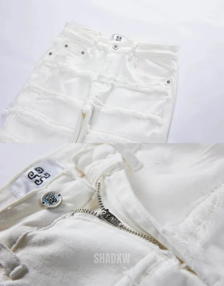 White Stacked Jeans Mens