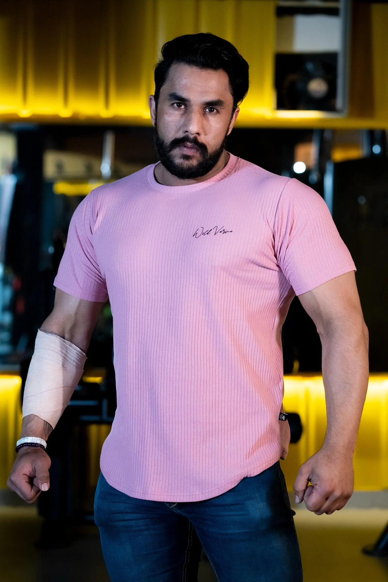 WILD VERVE CLASSIC RIB CREW T SHIRT (PINK)